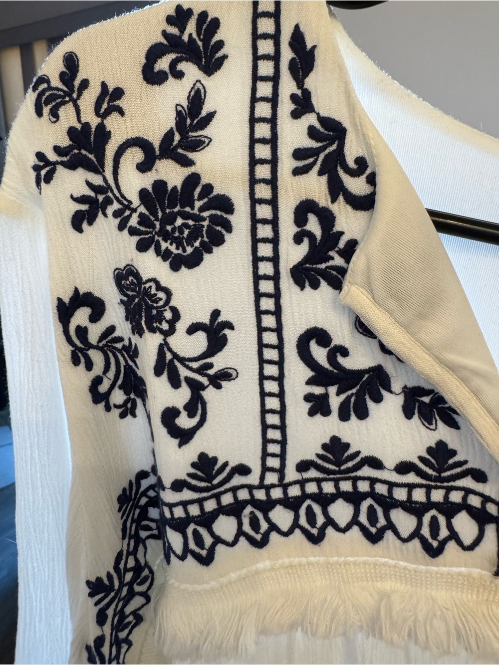 torrid White Peasant Kimono with Navy Embroidery - Picture 16 of 16